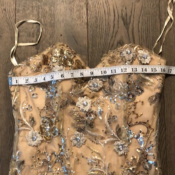 Floor length Mermaid Gold Silver Beaded Gown - Picture 4 of 9